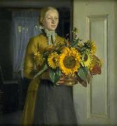Michael Ancher A Girl with Sunflowers oil